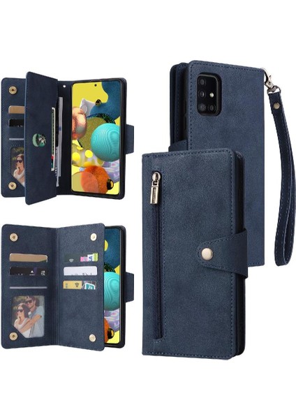 Samsung Galaxy A51 5g Kart Tutucu Için Kılıf ile El Kayışı Fermuar Cüzdan (Yurt Dışından)