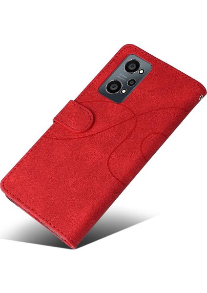 Realme Gt Neo 2 Iki Renkli Dikiş Kickstand Koruyucu Pu Flip Için Kılıf (Yurt Dışından)