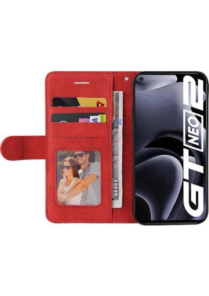 Realme Gt Neo 2 Iki Renkli Dikiş Kickstand Koruyucu Pu Flip Için Kılıf (Yurt Dışından)