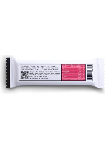 Vegan High Protein Bar - Yer Fıstığı Ezmeli & Çilekli 40GR X12