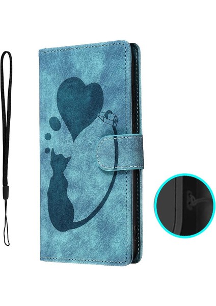 IPhone 15 Pro Max Flip Folio Cüzdan Kılıf Kabartmalı Sevimli Kedi (Yurt Dışından)