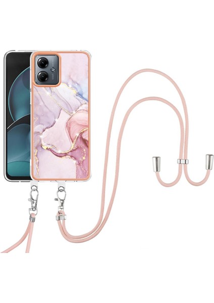 Motorola Moto G14 Tampon Mermer Crossbody Kordon Askısı Yumuşak (Yurt Dışından)
