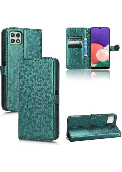 Samsung Galaxy A22 5g Için Kılıf Deri Cüzdan Kapak Geometrik Desen (Yurt Dışından)