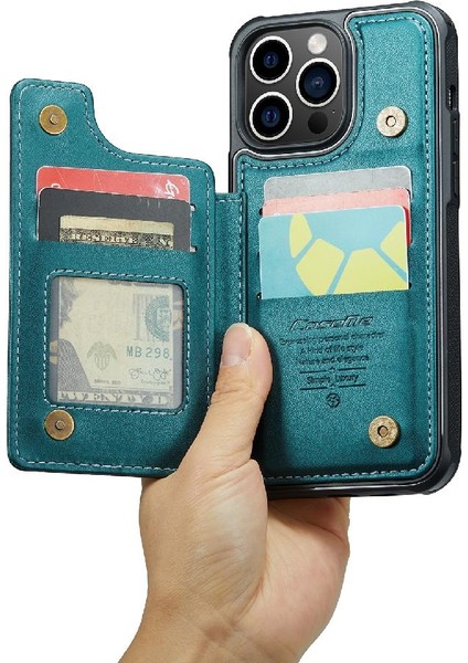 IPhone 14 Pro Max Kart Tutucu Pu Deri Kickstand Için Caseme Cüzdan Kılıf (Yurt Dışından)