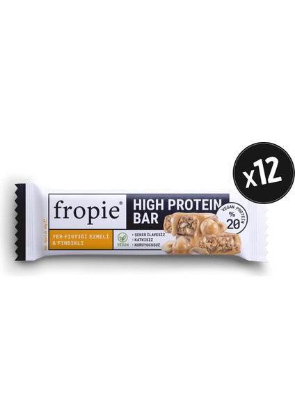 Vegan High Protein Bar - Yer Fıstığı Ezmeli & Fındıklı 40GR X12