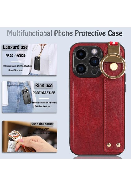 IPhone 15 Için Kılıf Pro Max Kolaylık Premium Pu Deri Bilek Kayışı (Yurt Dışından)