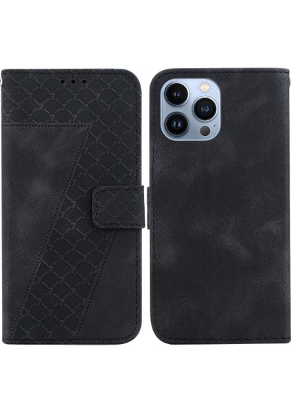 Iphone 14 Için Telefon Kılıfı Pro Max Flip Folio Kapak Kabartmalı Desen Cüzdan (Yurt Dışından)