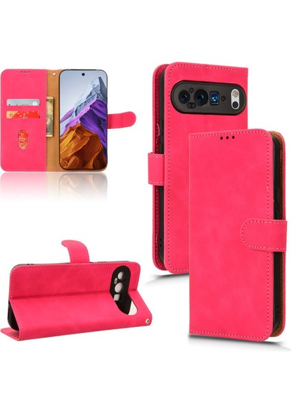 Kart Tutucu Kickstand Deri Folio Flip ile Google Pixel 9 Pro Için Kılıf (Yurt Dışından)