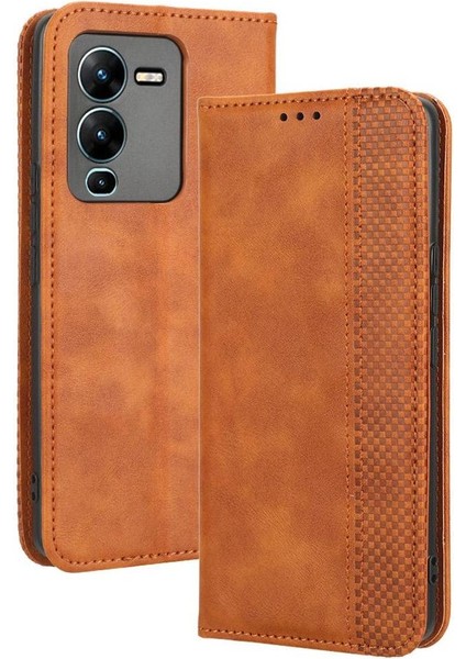Vivo V25 Pro Manyetik Kapatma Pu Deri Cüzdan Için Kılıf (Yurt Dışından)