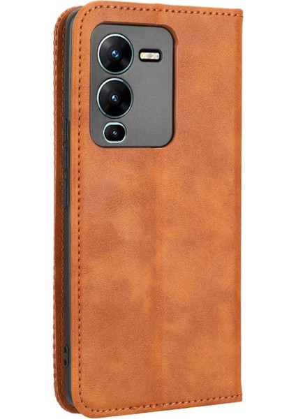 Vivo V25 Pro Manyetik Kapatma Pu Deri Cüzdan Için Kılıf (Yurt Dışından)