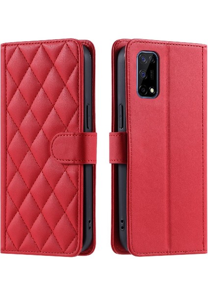 Realme 7 Pro Için Telefon Kılıfı Manyetik El Kayışı Kafes Flip Folio Cüzdan (Yurt Dışından)