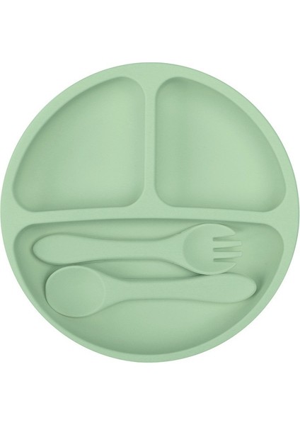 Çocuk Sofra Seti Bebek Gıda Takviyesi Yeme Eğitimi Silikon Sofra 3 Parçalı Set Bebek Vantuz Kase Anne ve Bebek Malzemeleri (Yurt Dışından)