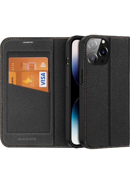 IPhone 14 Için Kılıf Pro Max Kapak Çevirin Kart Tutucu Manyetik Cüzdan (Yurt Dışından)