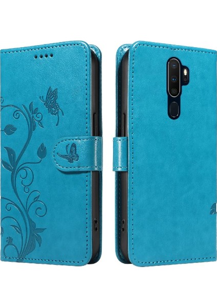 Oppo A9 2020/A5 2020 Kabartmalı Kelebek ve Kart Yuvası Cüzdan Için Kılıf (Yurt Dışından)