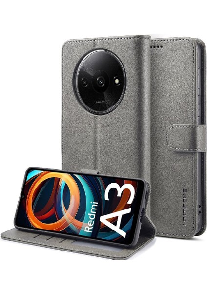 Xiaomi Redmi A3 Kart Yuvaları Cüzdan Tutucu ile Buzağı Doku Flip (Yurt Dışından) modelleri