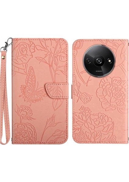 Bilek Kayışı ile Xiaomi Redmi A3 Için Kılıf Pu Deri Kapak Çevirin Çiçekler (Yurt Dışından)