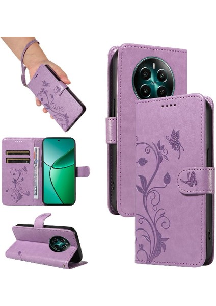 Realme 12 Plus Için Flip Case ve El Kayışı Yüksek Kalite ile Kart Yuvası (Yurt Dışından)