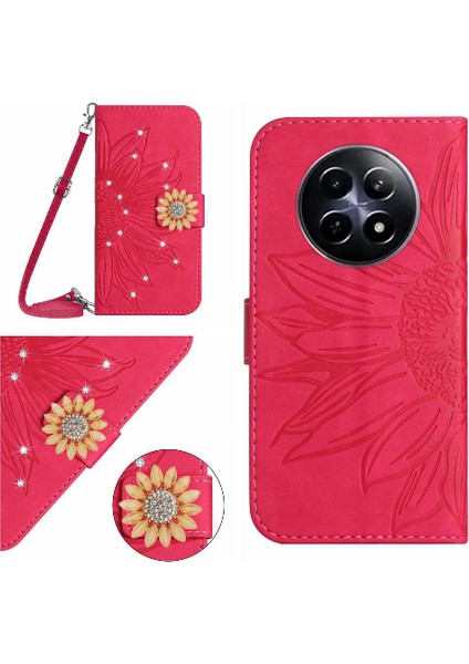 Uzun Kordon Deri ile Realme 12 5g Kickstand Koruyucu Kılıf (Yurt Dışından)