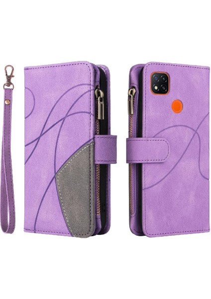 Kart Yuvası Standı Iki Renkli Dikiş Dokuz ile Xiaomi Redmi 9c Için Kılıf (Yurt Dışından)