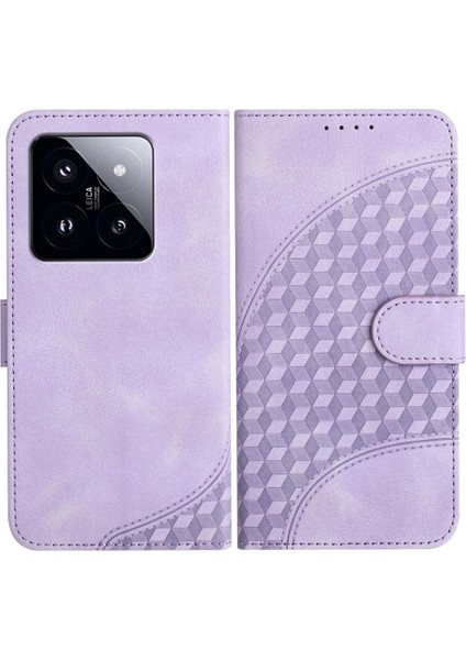 Xiaomi 14 Pro Pu Deri Kapak Çevirin Iş Geometrik Kılıf (Yurt Dışından)
