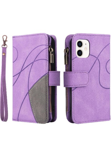 Kart Yuvası Standı Fermuar ile IPhone 12 Mini Kickstand Koruyucu Kılıf (Yurt Dışından)