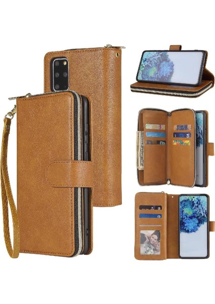 Samsung Galaxy S20 Flip Kapak Için Kılıf Kart Tutucu Cüzdan Kılıf ile 9 Kart (Yurt Dışından)