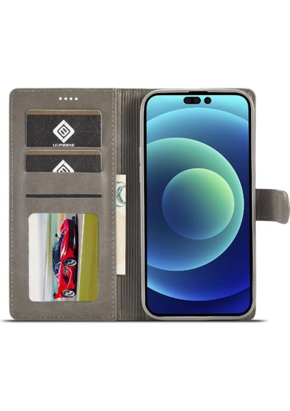 Iphone 14 Için Kılıf Pro Max Kart Yuvaları Cüzdan Tutucu ile Buzağı Doku (Yurt Dışından)
