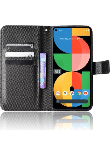 Google Piksel 5A 5g Kickstand Manyetik Cüzdan Kart Tutucu Kapak Için Kılıf (Yurt Dışından)