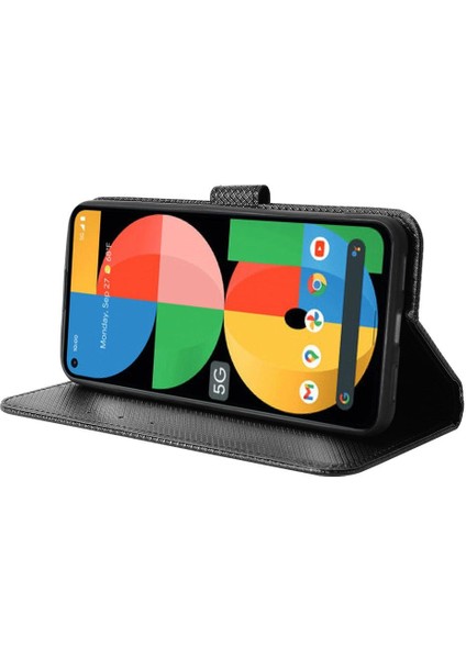 Google Piksel 5A 5g Kickstand Manyetik Cüzdan Kart Tutucu Kapak Için Kılıf (Yurt Dışından)