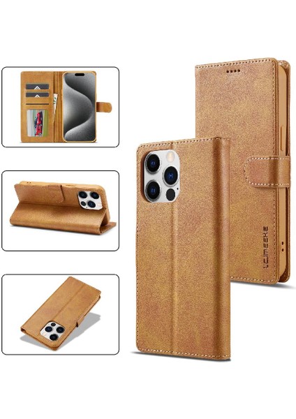 Tutucu ile iphone 15 Pro Max Buzağı Doku Yatay Flip Case (Yurt Dışından)