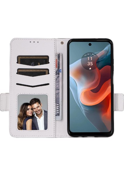 Motorola Moto G34 5g Manyetik Yan Toka Cüzdan Kart Yuvaları Pu (Yurt Dışından)