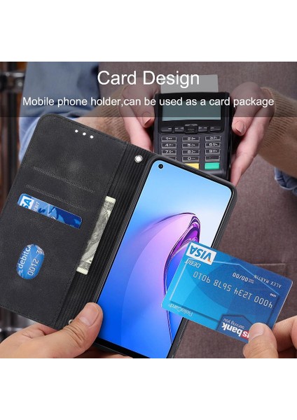 Oppo Için Filp Durumda Oppo 8 Pro 5g Bilek Kayışı Pu Deri Kapak Kredi Kartı (Yurt Dışından)