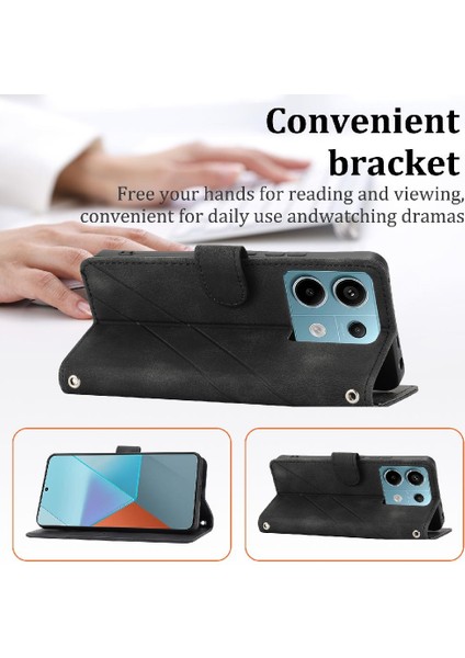 Xiaomi Redmi Not 13 Için Filp Durumda 5g Kickstand Pu Deri Kapak El Kartı (Yurt Dışından)