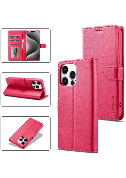 Tutucu ile iphone 15 Pro Max Buzağı Doku Yatay Flip Case (Yurt Dışından)