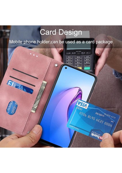 Oppo Için Filp Durumda Oppo 8 Pro 5g Bilek Kayışı Pu Deri Kapak Kredi Kartı (Yurt Dışından)