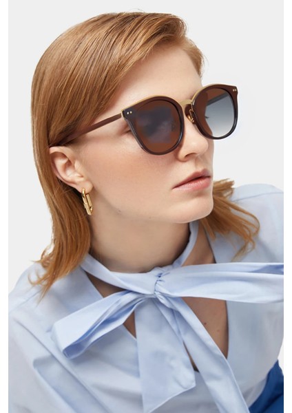 Yuvarlak Büyük Çerçeve Kahverengi Kadın Güneş Gözlüğü