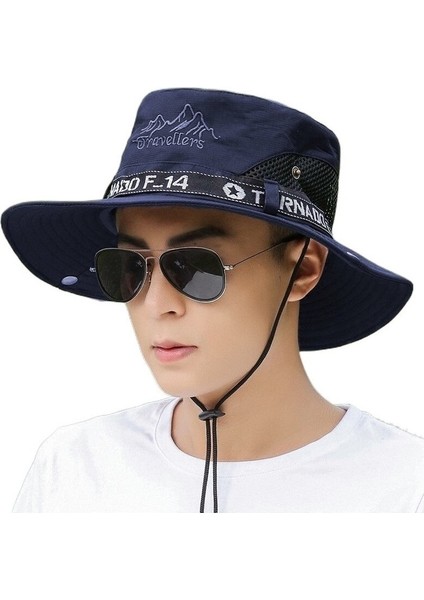 Jia Wang Yi Meow Erkek Şapka Açık Güneşlik Güneş Şapkası Büyük Kenarlı Balıkçılık Güneş Şapkası Balıkçı Şapkası Erkek (Yurt Dışından)