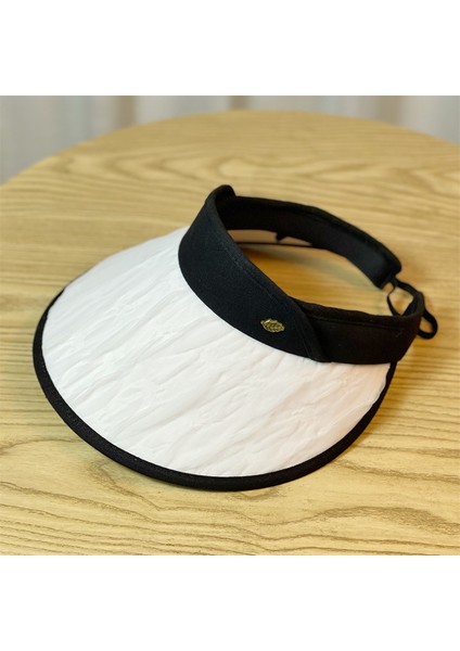 Pileli Geniş Kenarlı Boş Silindir Şapka Güneş Kremi Güneş Koruması Uv Güneş Şapkası (Yurt Dışından)