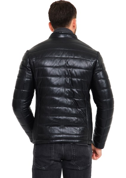 Kuzu Derisi Siyah Şişme Mont fiyatları