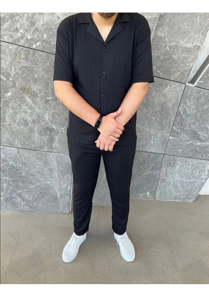 Erkek Baggy Pantolon ve Gömlek Takım Siyah fiyatları