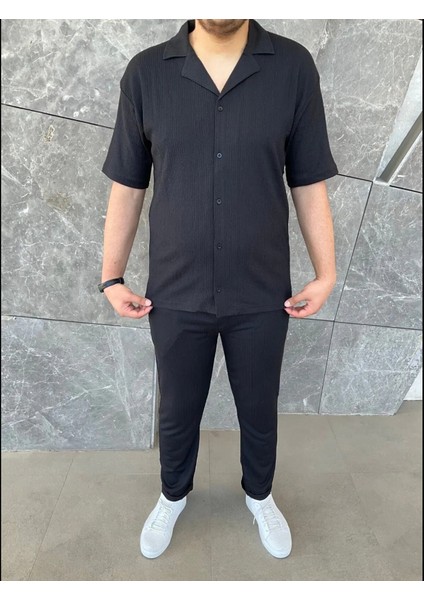 Erkek Baggy Pantolon ve Gömlek Takım Siyah modelleri