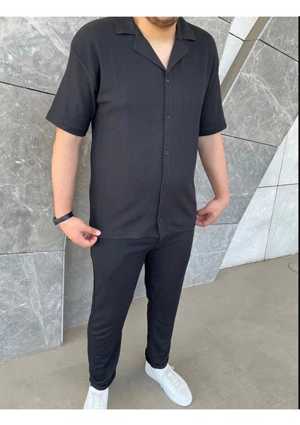 Erkek Baggy Pantolon ve Gömlek Takım Siyah fırsatları