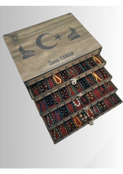 Kişiye Özel Ahşap Tesbih Koleksiyon Kutusu Hediyelik Isim Yazılı Tespih Kutusu 50 Tesbihlik