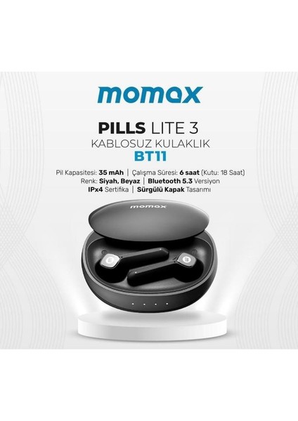 Pills Lite 3 True Wireless Kablosuz Kulaklik Siyah