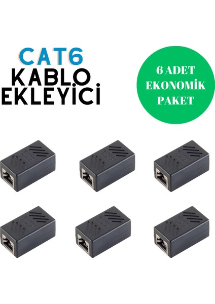 6 Adet Cat6 Ethernet Kablo Ekleyici, Birleştirici, Uzatıcı