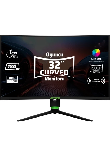 Aryond A32 V2 32'' 180Hz QHD Curved Hoparlörlü Oyuncu Monitörü