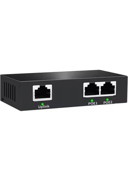 Uranium POE-RP12 1 Port Poe Giriş 2 Port Çıkış Metal Kasa Poe Adaptör