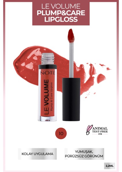 Note Le Volume Plump & Care Lipgloss Dudak Parlatıcısı 10 Party Mood - Kırmızı