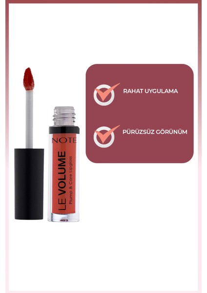 Note Le Volume Plump & Care Lipgloss Dudak Parlatıcısı 10 Party Mood - Kırmızı