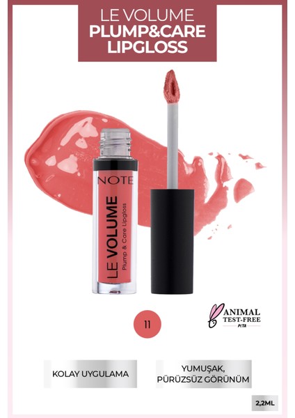 Note Le Volume Plump & Care Lipgloss Dudak Parlatıcısı 11 It's Fantastic - Pembe